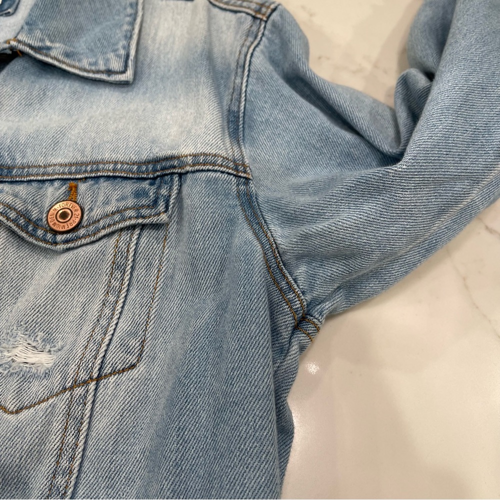 Forever 21 Embroidered Oversized Denim Jacket - Picture 13 of 16